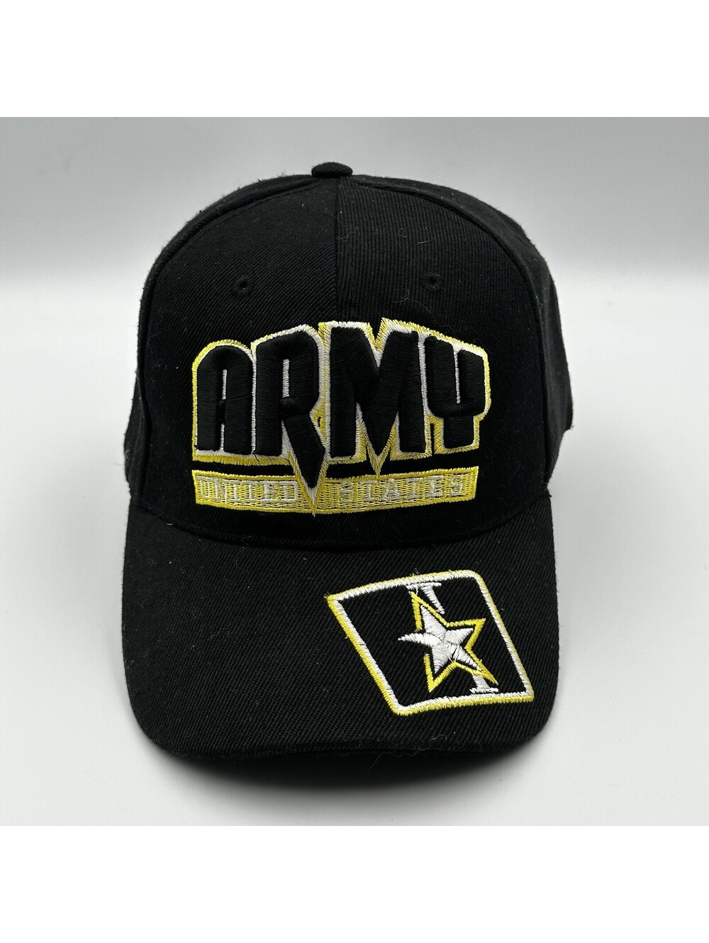 US Army Black Strapback Hat One Size Ruffin Flag Co Star Logo Cotton